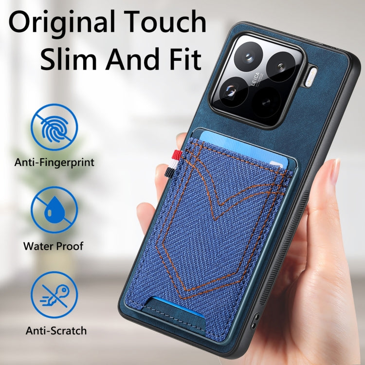 For Xiaomi 15 Pro Denim Texture Leather Skin Phone Case with Card Slot