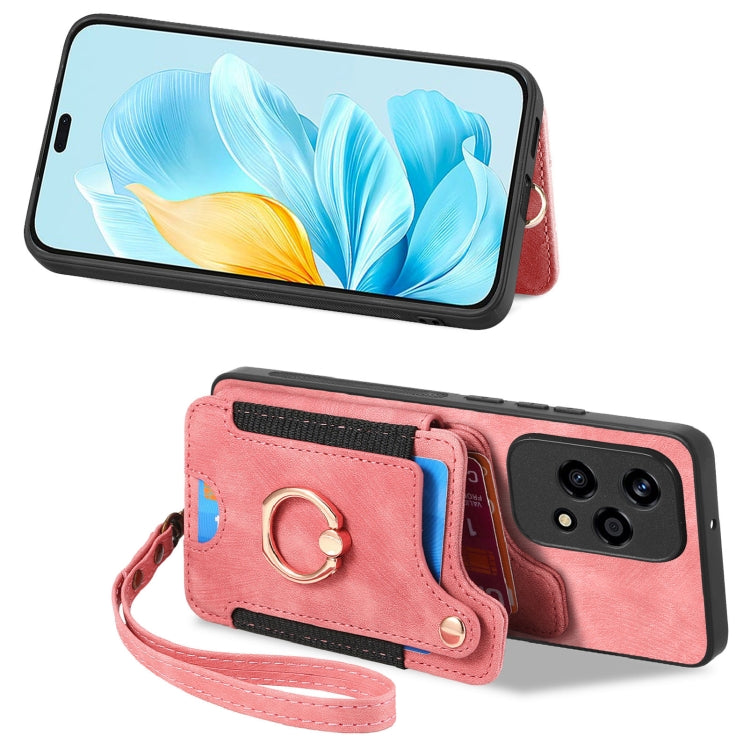 For Honor 200 Lite Global Retro Skin-feel Ring Multi-card RFID Wallet Phone Case