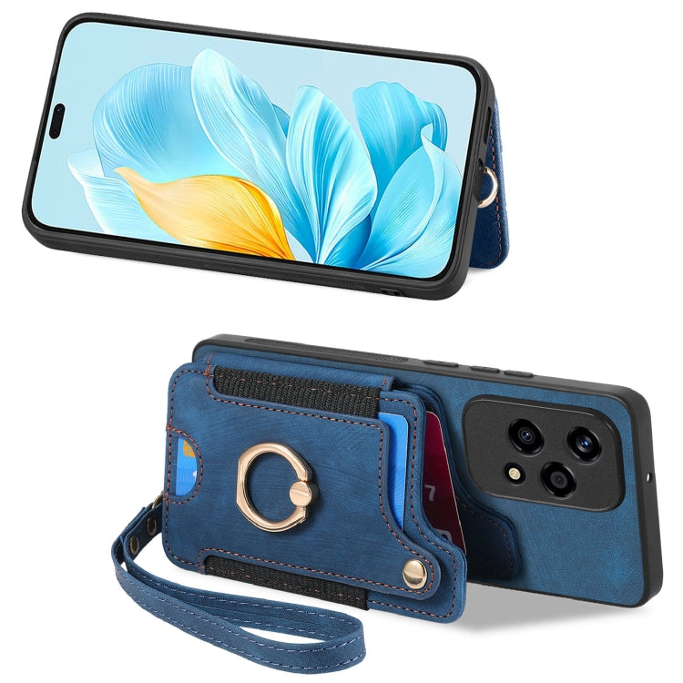 For Honor 200 Lite Global Retro Skin-feel Ring Multi-card RFID Wallet Phone Case