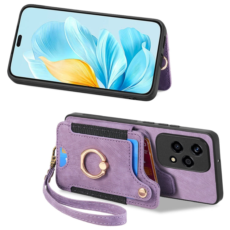 For Honor 200 Lite Global Retro Skin-feel Ring Multi-card RFID Wallet Phone Case