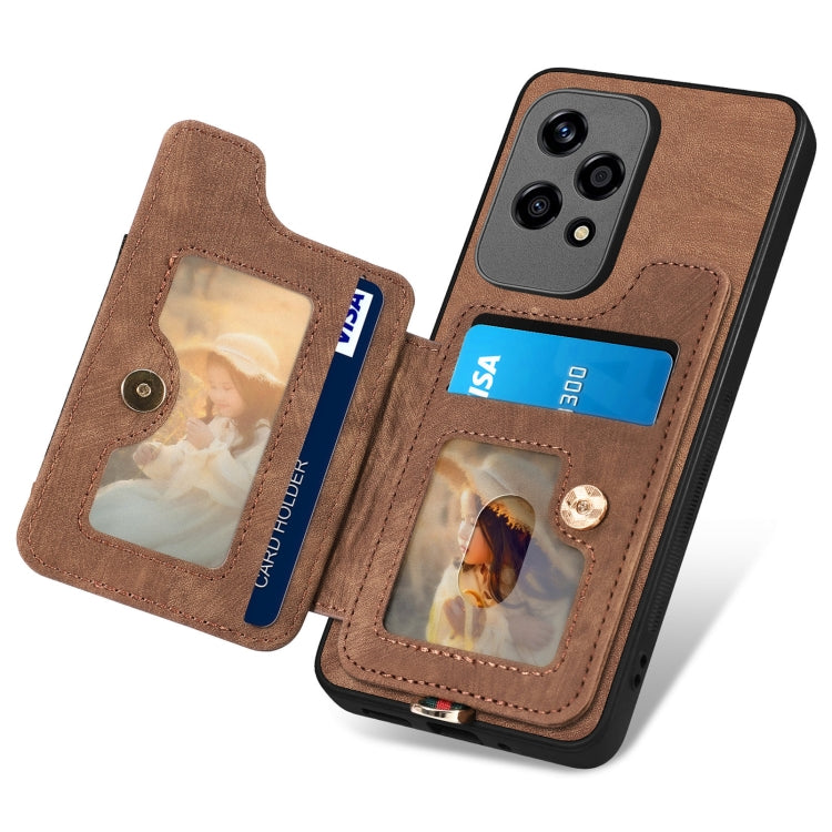 For Honor 200 Lite Global Retro Skin-feel Ring Multi-card RFID Wallet Phone Case