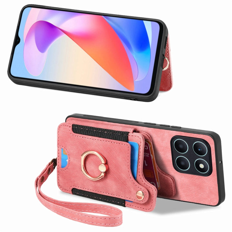 For Honor X6a Retro Skin-feel Ring Multi-card RFID Wallet Phone Case