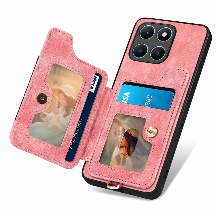 For Honor X6a Retro Skin-feel Ring Multi-card RFID Wallet Phone Case