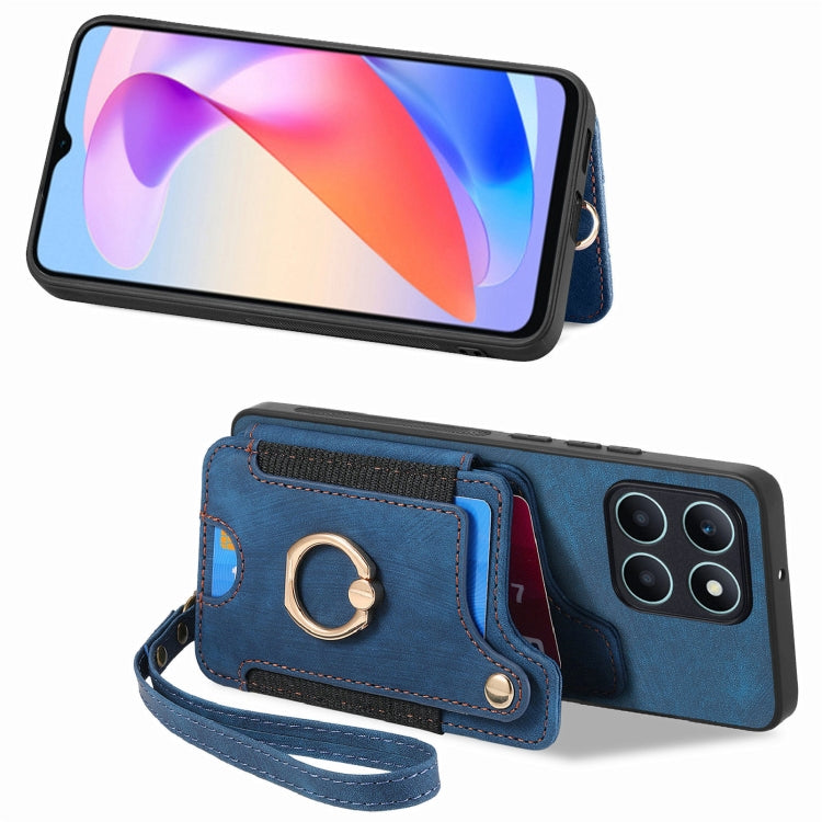 For Honor X6a Retro Skin-feel Ring Multi-card RFID Wallet Phone Case