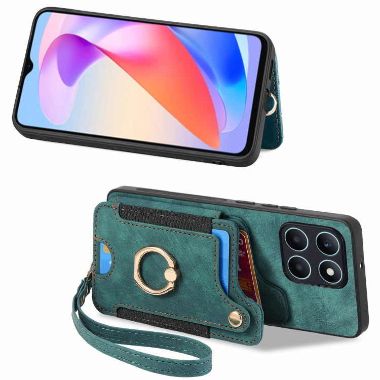 For Honor X6a Retro Skin-feel Ring Multi-card RFID Wallet Phone Case