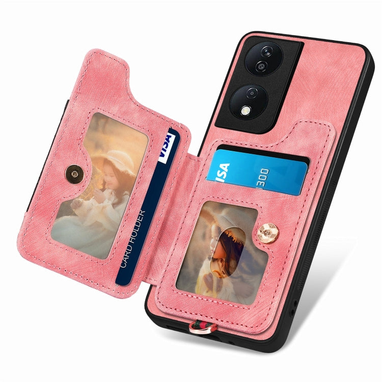 For Honor X7b Retro Skin-feel Ring Multi-card RFID Wallet Phone Case