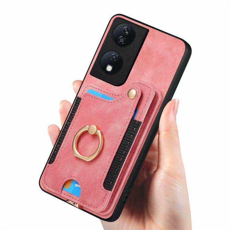 For Honor X7b Retro Skin-feel Ring Multi-card RFID Wallet Phone Case