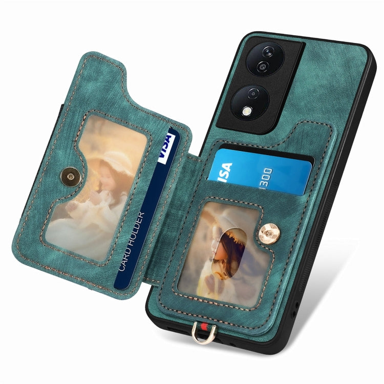 For Honor X7b Retro Skin-feel Ring Multi-card RFID Wallet Phone Case