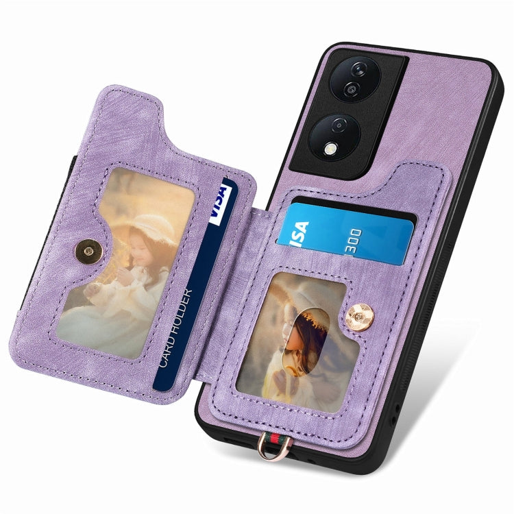 For Honor X7b Retro Skin-feel Ring Multi-card RFID Wallet Phone Case