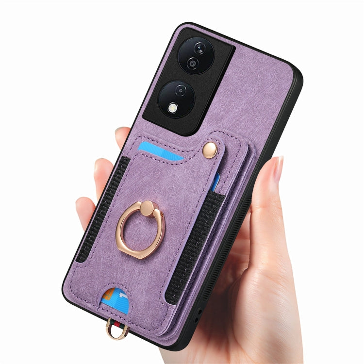 For Honor X7b Retro Skin-feel Ring Multi-card RFID Wallet Phone Case