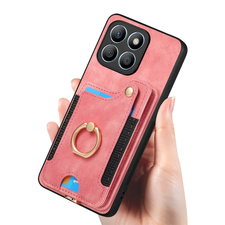 For Honor X8b Retro Skin-feel Ring Multi-card RFID Wallet Phone Case