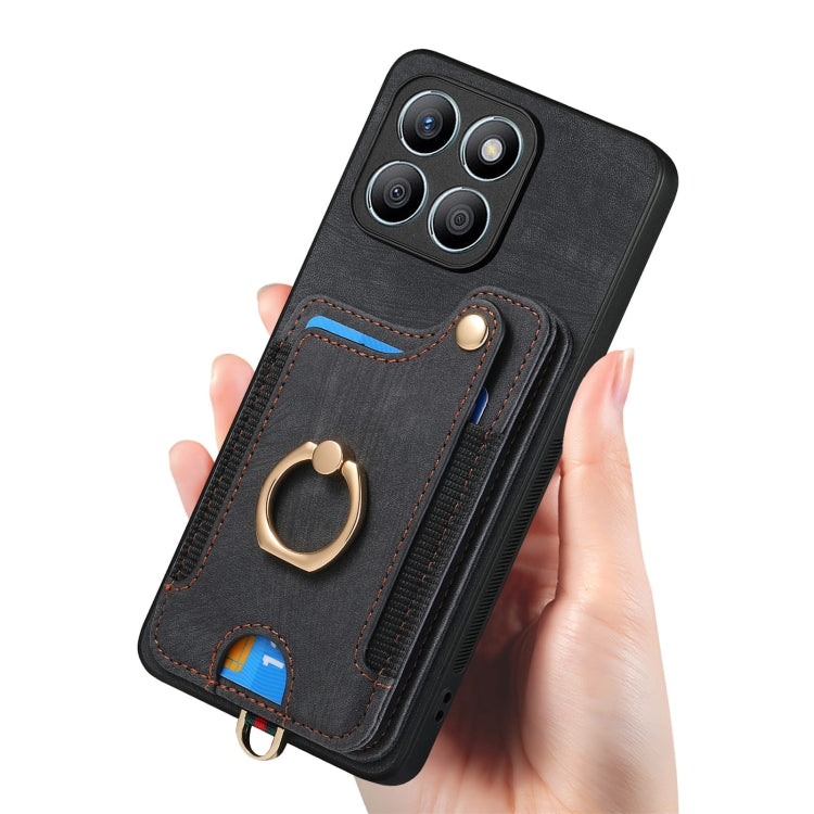 For Honor X8b Retro Skin-feel Ring Multi-card RFID Wallet Phone Case