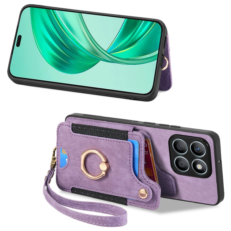 For Honor X8b Retro Skin-feel Ring Multi-card RFID Wallet Phone Case