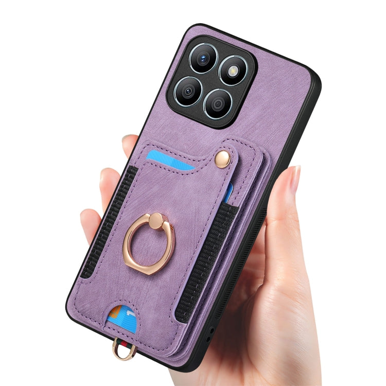 For Honor X8b Retro Skin-feel Ring Multi-card RFID Wallet Phone Case