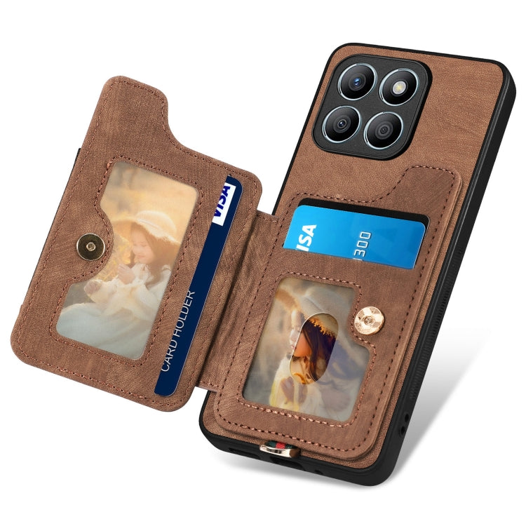 For Honor X8b Retro Skin-feel Ring Multi-card RFID Wallet Phone Case