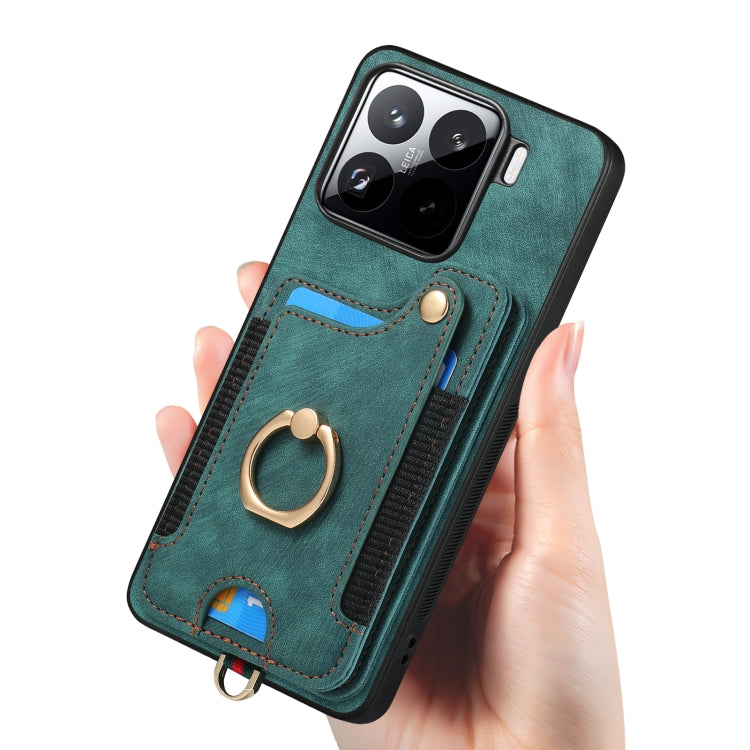 For Xiaomi 15 Retro Skin-feel Ring Multi-card RFID Wallet Phone Case