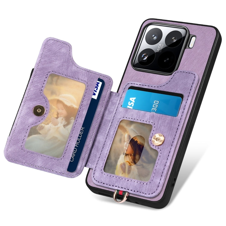 For Xiaomi 15 Retro Skin-feel Ring Multi-card RFID Wallet Phone Case