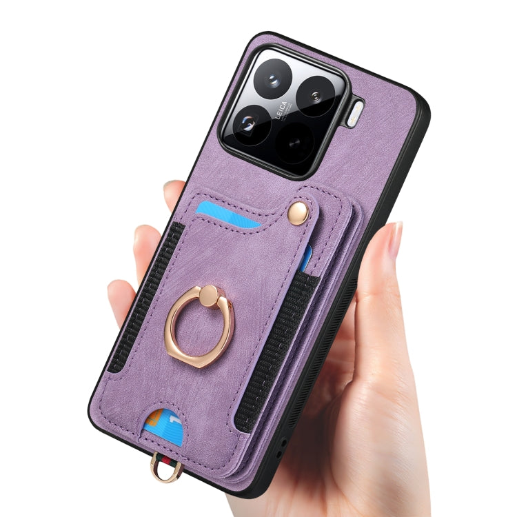 For Xiaomi 15 Retro Skin-feel Ring Multi-card RFID Wallet Phone Case