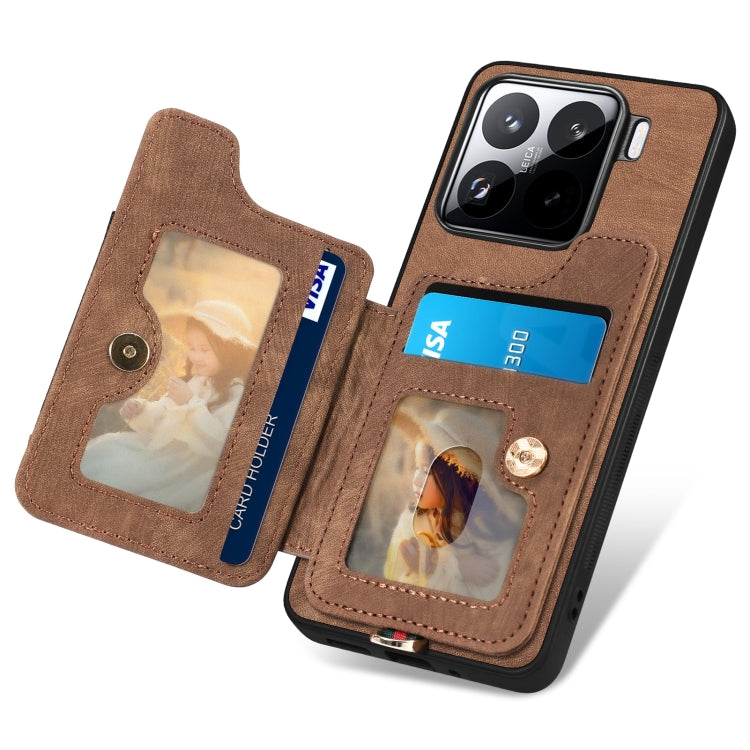 For Xiaomi 15 Retro Skin-feel Ring Multi-card RFID Wallet Phone Case