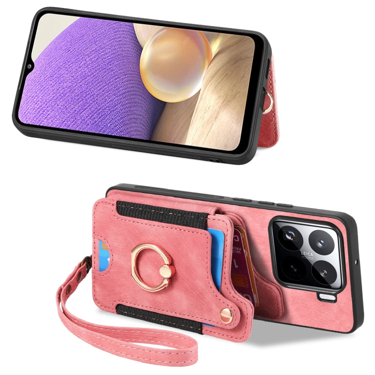 For Xiaomi 15 Pro Retro Skin-feel Ring Multi-card RFID Wallet Phone Case