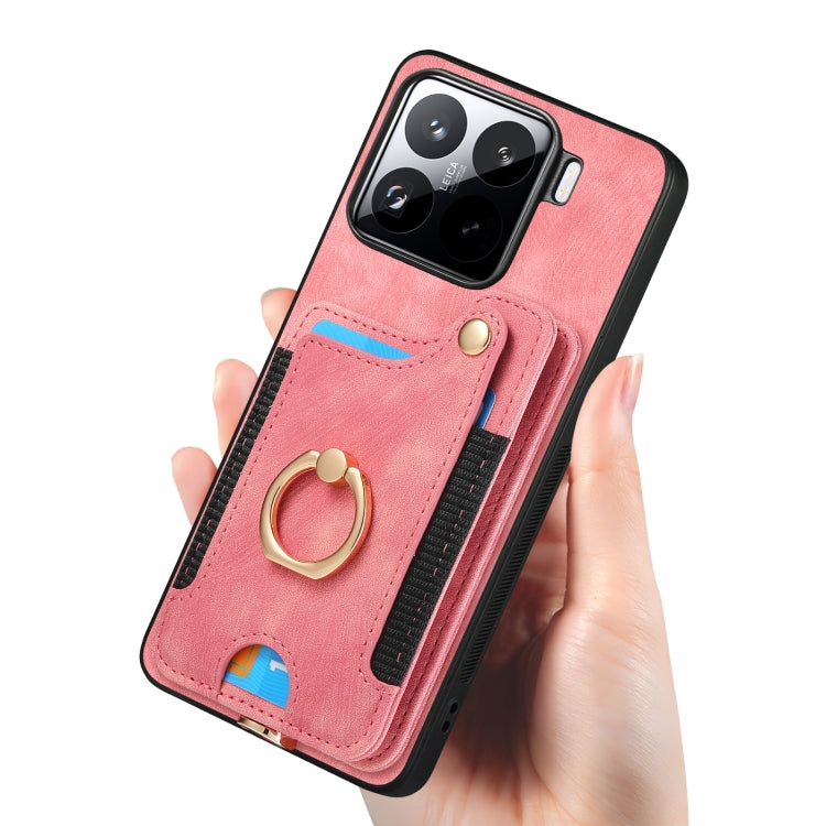 For Xiaomi 15 Pro Retro Skin-feel Ring Multi-card RFID Wallet Phone Case