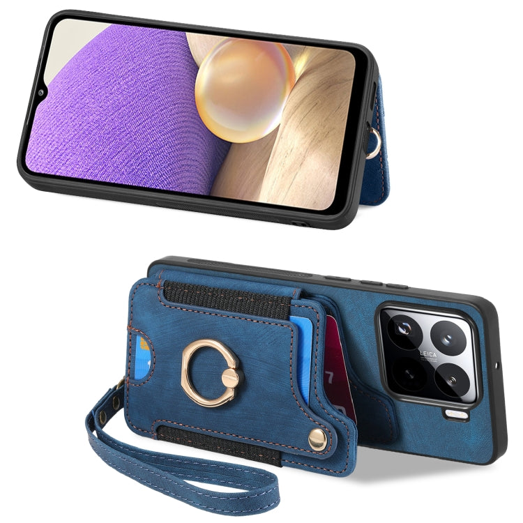 For Xiaomi 15 Pro Retro Skin-feel Ring Multi-card RFID Wallet Phone Case