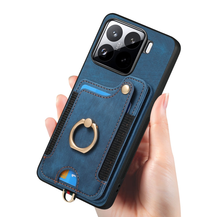 For Xiaomi 15 Pro Retro Skin-feel Ring Multi-card RFID Wallet Phone Case