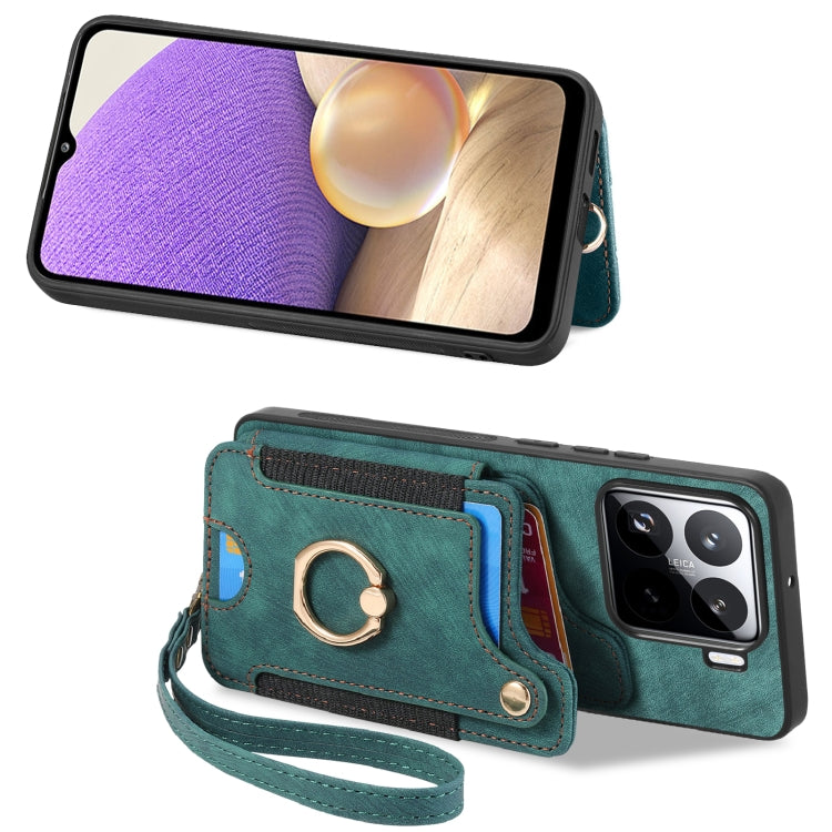 For Xiaomi 15 Pro Retro Skin-feel Ring Multi-card RFID Wallet Phone Case