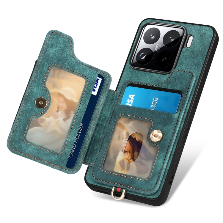 For Xiaomi 15 Pro Retro Skin-feel Ring Multi-card RFID Wallet Phone Case