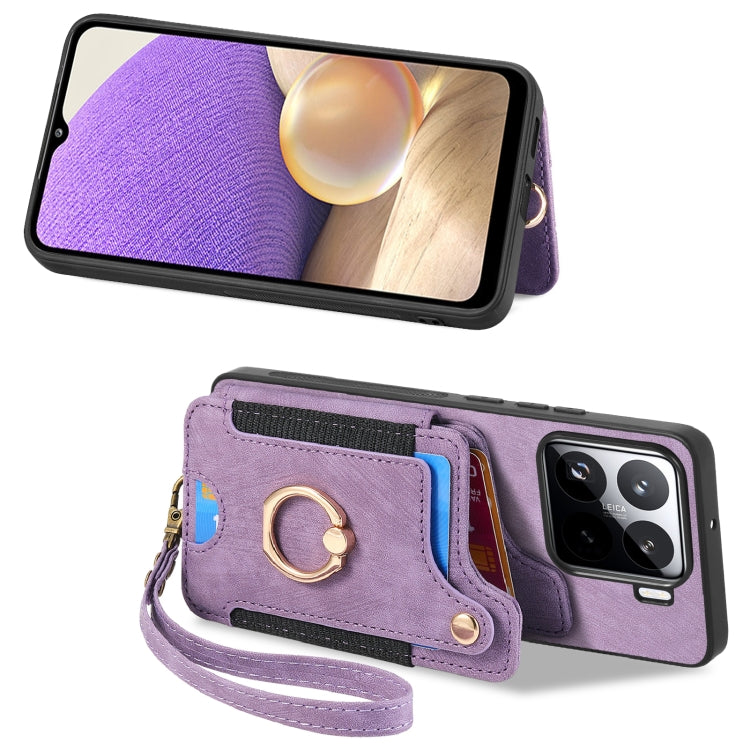 For Xiaomi 15 Pro Retro Skin-feel Ring Multi-card RFID Wallet Phone Case
