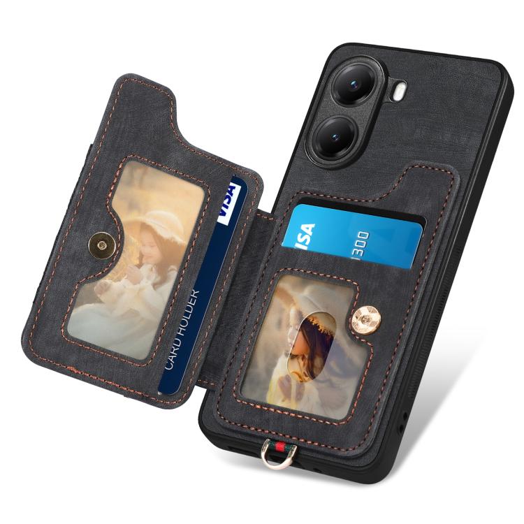 For Redmi Turbo 4 Retro Skin-feel Ring Multi-card RFID Wallet Phone Case