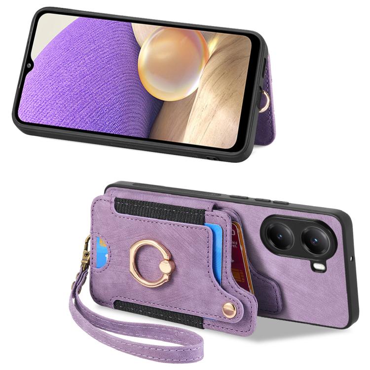 For Redmi Turbo 4 Retro Skin-feel Ring Multi-card RFID Wallet Phone Case