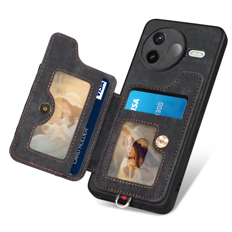 For Redmi K80 / Poco F7 Pro Retro Skin-feel Ring Multi-card RFID Wallet Phone Case