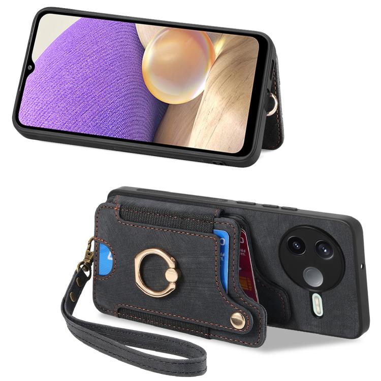 For Redmi K80 Pro / Poco F7 Ultra Retro Skin-feel Ring Multi-card RFID Wallet Phone Case