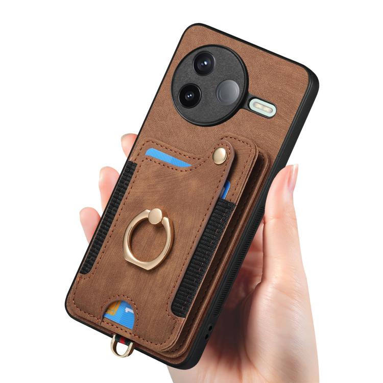 For Redmi K80 Pro / Poco F7 Ultra Retro Skin-feel Ring Multi-card RFID Wallet Phone Case