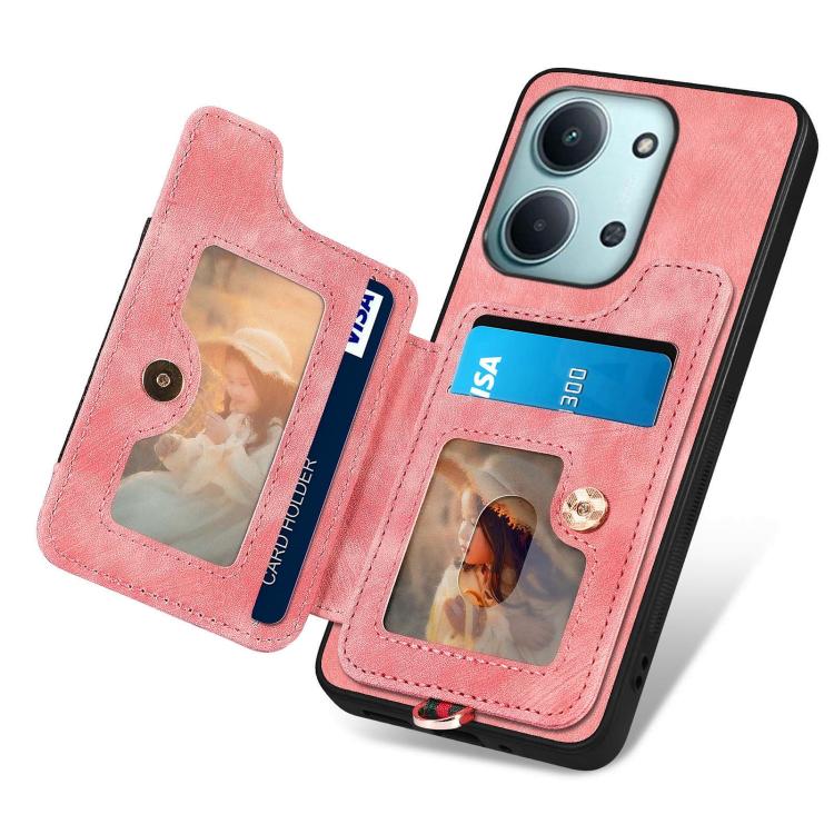 For Redmi 15C 5G / 4G Global 171mm Retro Skin-feel Ring Multi-card RFID Wallet Phone Case