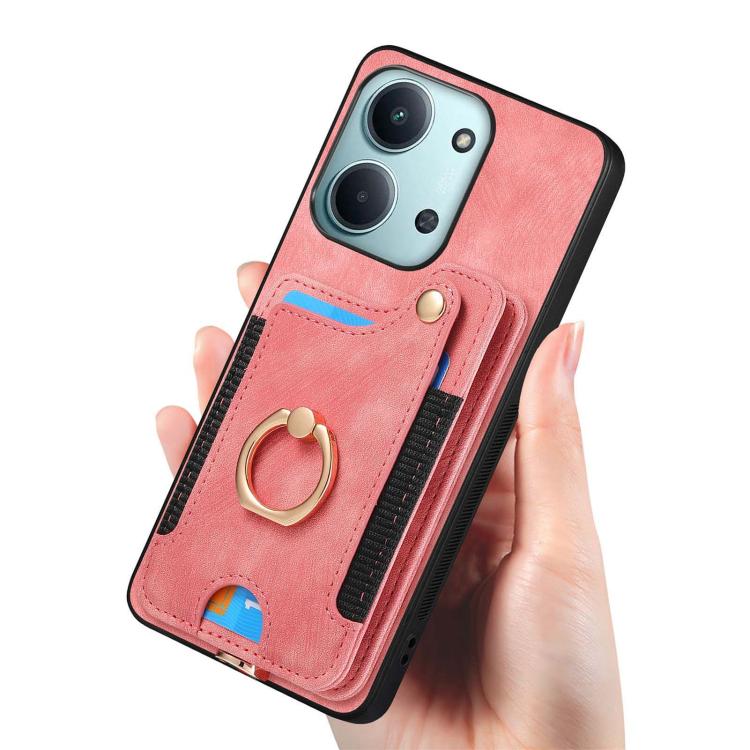 For Redmi 15C 5G / 4G Global 171mm Retro Skin-feel Ring Multi-card RFID Wallet Phone Case