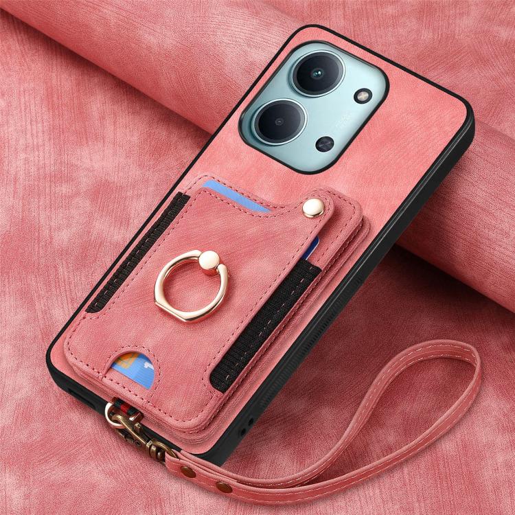 For Redmi 15C 5G / 4G Global 171mm Retro Skin-feel Ring Multi-card RFID Wallet Phone Case