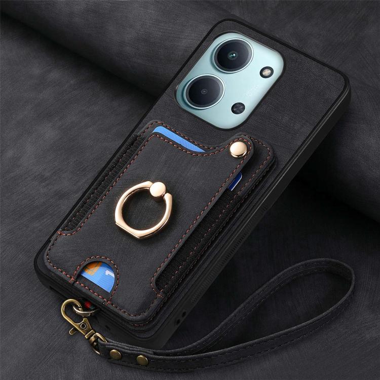 For Redmi 15C 5G / 4G Global 171mm Retro Skin-feel Ring Multi-card RFID Wallet Phone Case
