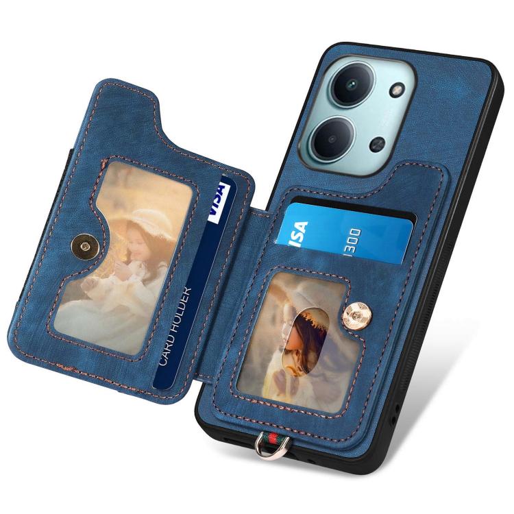 For Redmi 15C 5G / 4G Global 171mm Retro Skin-feel Ring Multi-card RFID Wallet Phone Case