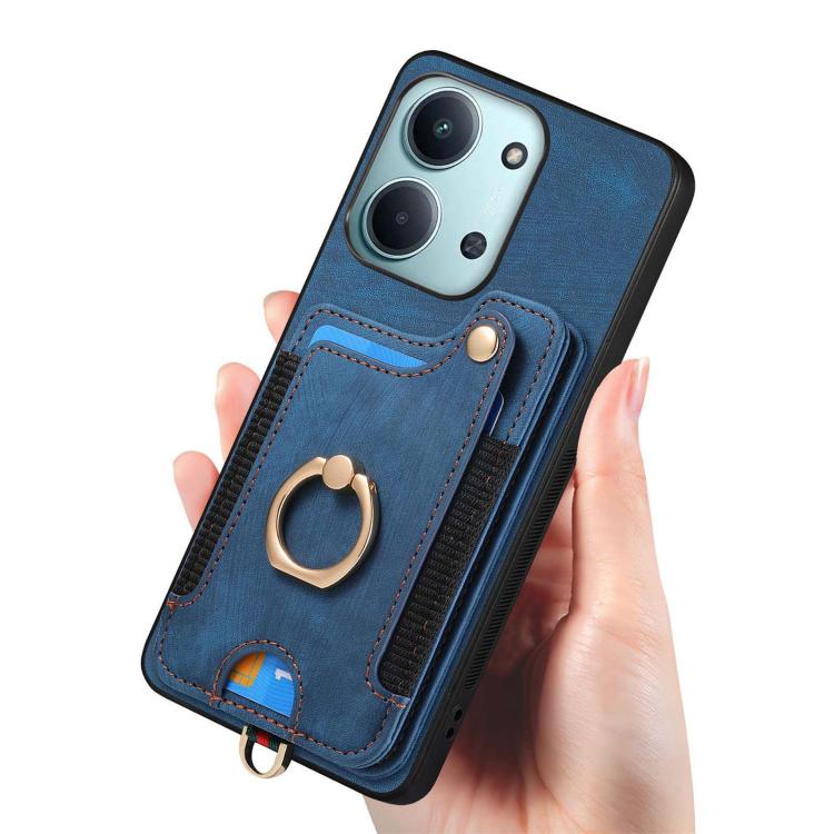 For Redmi 15C 5G / 4G Global 171mm Retro Skin-feel Ring Multi-card RFID Wallet Phone Case