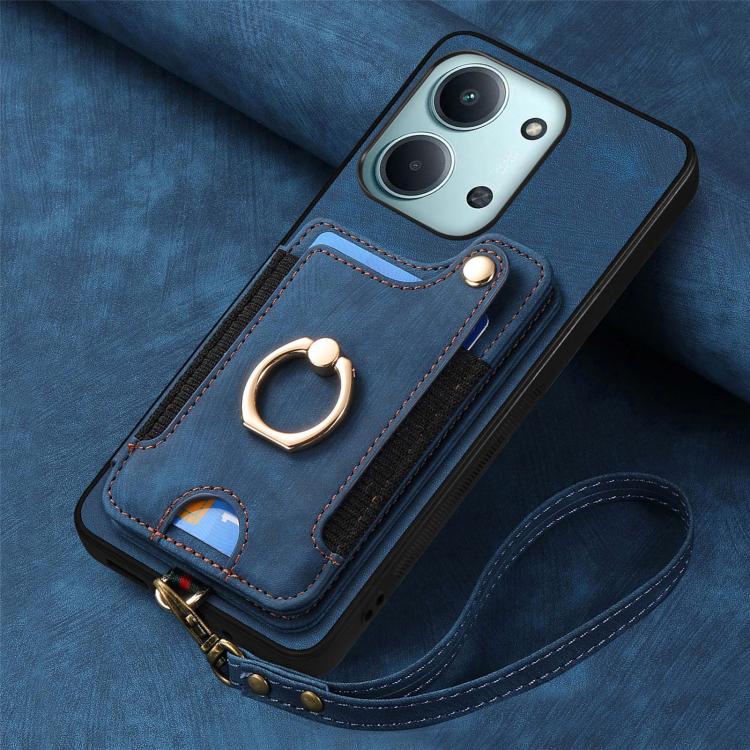For Redmi 15C 5G / 4G Global 171mm Retro Skin-feel Ring Multi-card RFID Wallet Phone Case