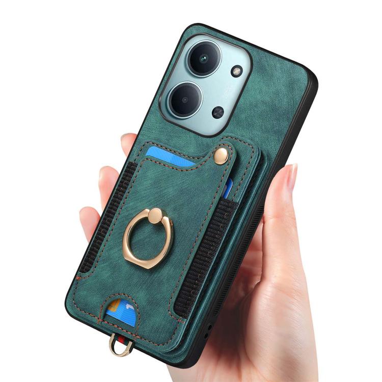 For Redmi 15C 5G / 4G Global 171mm Retro Skin-feel Ring Multi-card RFID Wallet Phone Case