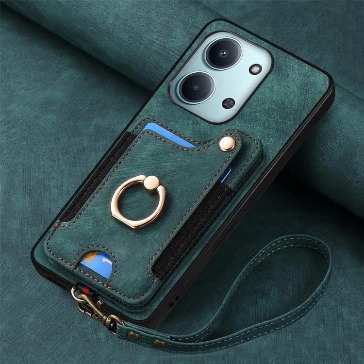 For Redmi 15C 5G / 4G Global 171mm Retro Skin-feel Ring Multi-card RFID Wallet Phone Case