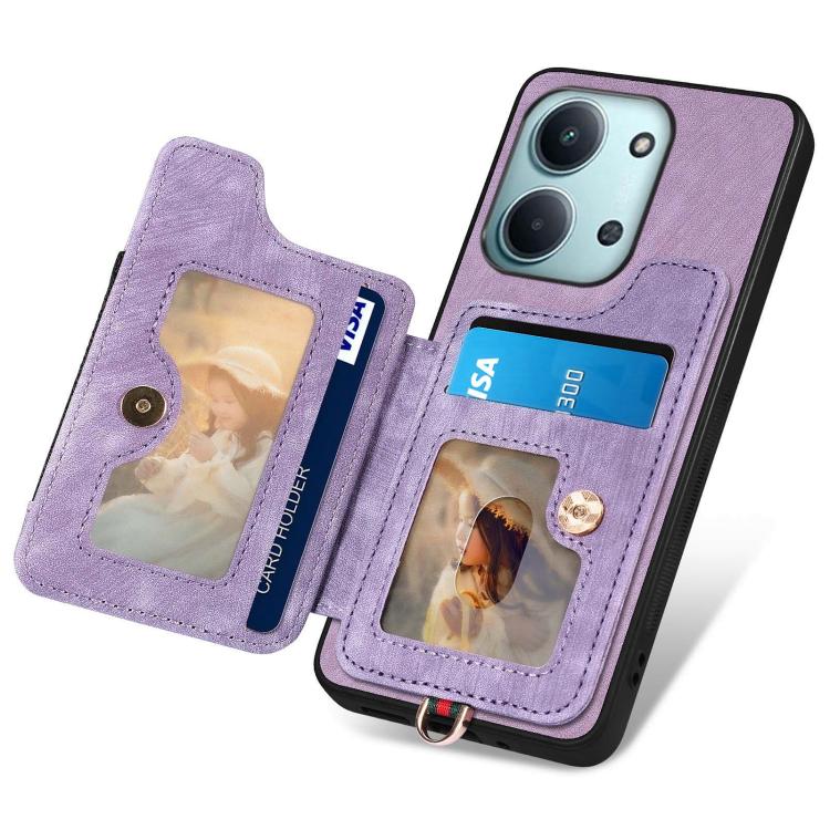 For Redmi 15C 5G / 4G Global 171mm Retro Skin-feel Ring Multi-card RFID Wallet Phone Case