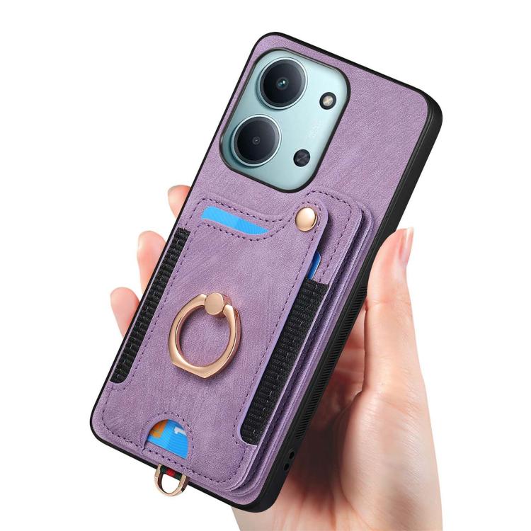 For Redmi 15C 5G / 4G Global 171mm Retro Skin-feel Ring Multi-card RFID Wallet Phone Case