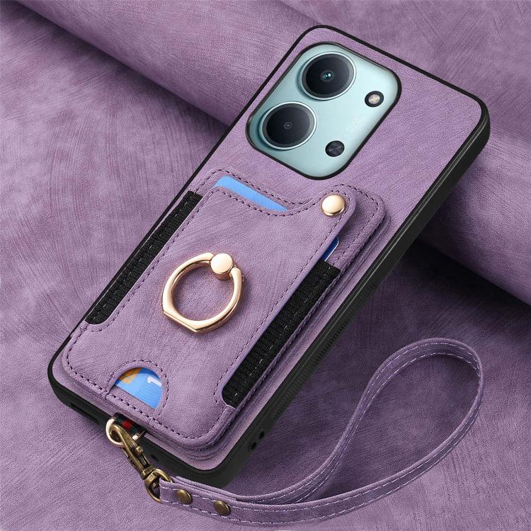 For Redmi 15C 5G / 4G Global 171mm Retro Skin-feel Ring Multi-card RFID Wallet Phone Case