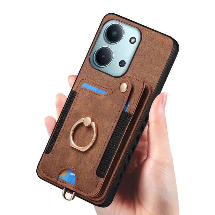 For Redmi 15C 5G / 4G Global 171mm Retro Skin-feel Ring Multi-card RFID Wallet Phone Case