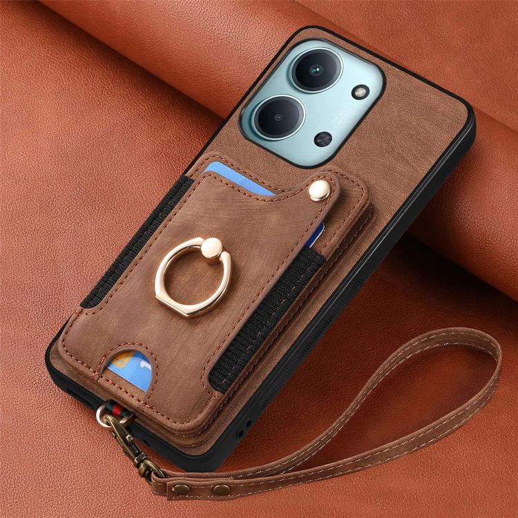 For Redmi 15C 5G / 4G Global 171mm Retro Skin-feel Ring Multi-card RFID Wallet Phone Case