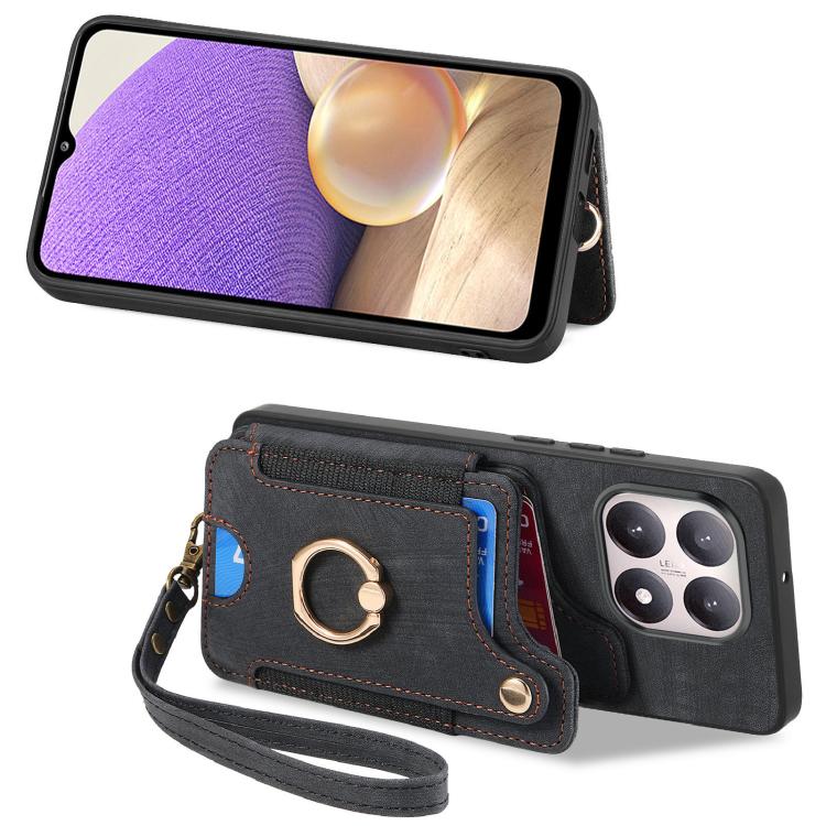 For Xiaomi 15T Retro Skin-feel Ring Multi-card RFID Wallet Phone Case